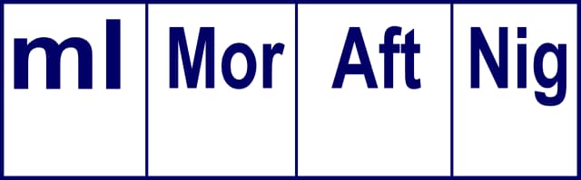 English Prescription Stickers — S.No. 113 prescription stickers for doctors and pharmacies, 35 mm × 13 mm